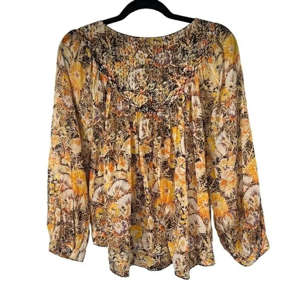 We The Free Free People Cool‎ Meadow Printed Top Long Sleeve Blouse